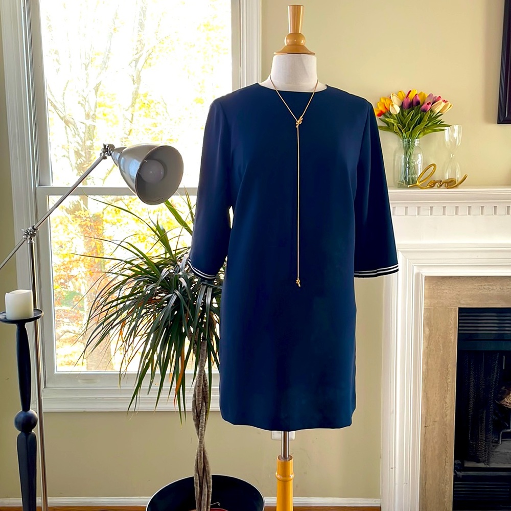 Banana Republic size 14 navy racer stripe dress.
